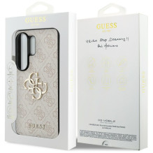 „Guess 4G“ didelis metalinis logotipo dėklas, skirtas „Samsung Galaxy S26 Ultra“ – rožinis