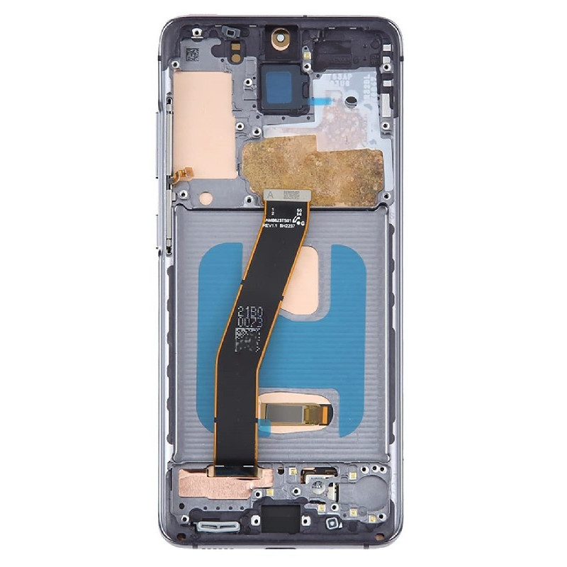LCD screen Samsung G981F / G980F S20 with touch screen and frame Cosmic Grey OLED (real size)