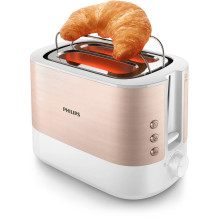Tosteris - Philips Viva Collection HD2638 / 11 2-riekelių 950W Atšildymo Funkcija Rožinė Auksinė, Balta
