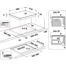 Indukcinė Viryklė - WHIRLPOOL AKT 801 NE 58 cm, Keramika, 4 Zonos, Jutiklinis Valdymas, Juoda
