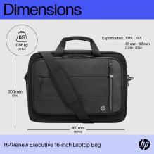 Nešiojamojo Kompiuterio Krepšys - HP Executive 16 Top Load, Atsparus Vandeniui, Išplečiamas, USB-C Prievadas - Juodas, P