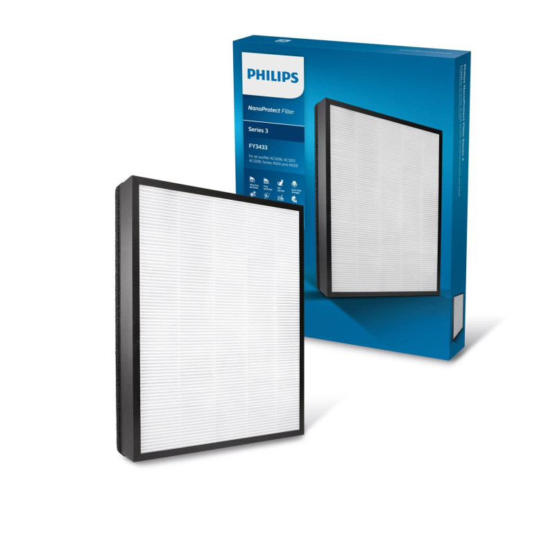 Oro Valymo Filtras - Philips NanoProtect HEPA FY3433 / 10 Sugeria 99.97% Dalelių Baltas