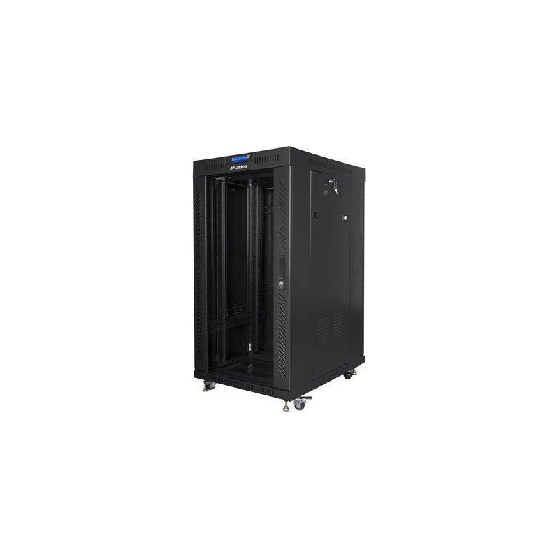 FLOOR-STANDING RACK CABINET 19" 22U 600X600 BLACK LCD GLASS DOOR LANBERG (FLAT PACK) V2