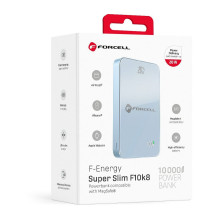 Powerbank compatible with MagSafe Forcell F-Energy SuperSlim F10K8 QC4.0 PD3.0 15W 10000 mAh blue
