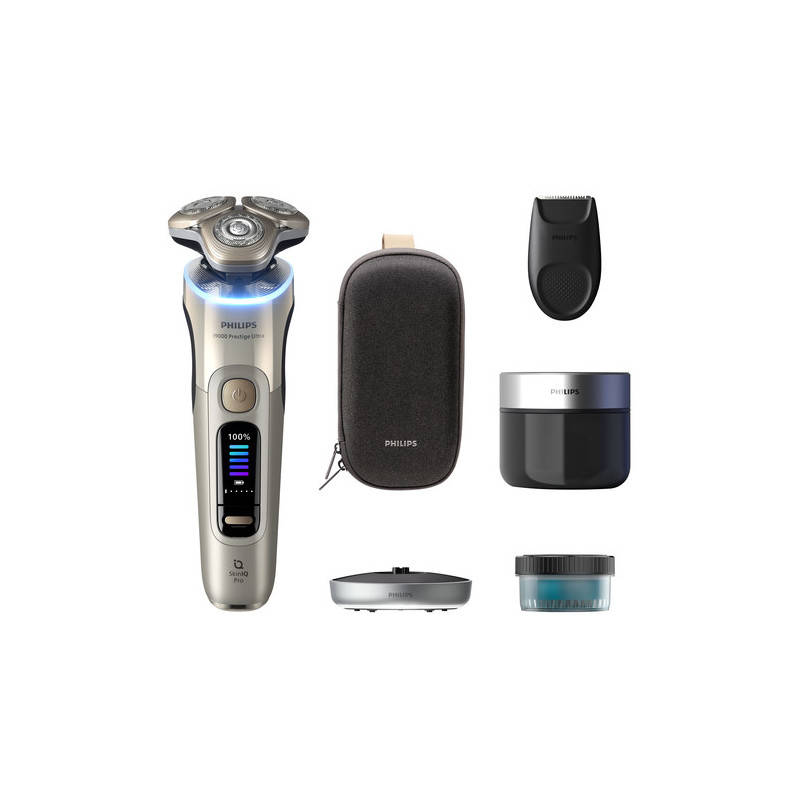 PHILIPS i9000 Prestige Ultra Elektroskuveklis mitrai / sausai skūšanai (lādējams) baltais zelts XP9403 / 31