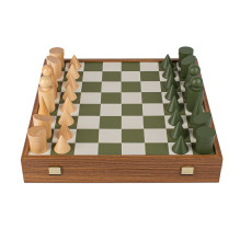 Manopoulos Bauhaus Style Chess Set 40x40cm With Pieces (Green And White Color)