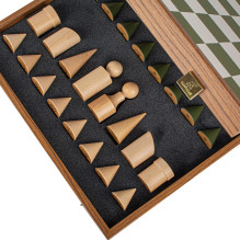 Manopoulos Bauhaus Style Chess Set 40x40cm With Pieces (Green And White Color)