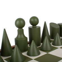 Manopoulos Bauhaus Style Chess Set 40x40cm With Pieces (Green And White Color)