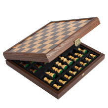 Manopoulos Olive Burl Chess Set 27x27cm With Staunton Chess Pieces