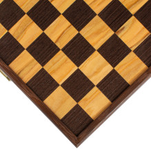 Manopoulos Olive Burl Chess Set 27x27cm With Staunton Chess Pieces