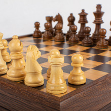 Manopoulos Olive Burl Chess Set 27x27cm With Staunton Chess Pieces
