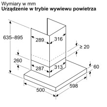 Virtuvės gaubtas - BOSCH DWB63BC60 400 m³ / h, 3 greičiai, LED apšvietimas Virtuvės gaubtas - BOSCH DWB63BC60 400 m³ / h, 3 greičiai, LED apšvietimas