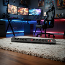 Maclean power strip, 10 outlet extension cord, 2 switches, protection and overload indication, 3680W, MCE10 Maclean power strip, 10 outlet extension cord, 2 switches, protection and overload indication, 3680W, MCE10