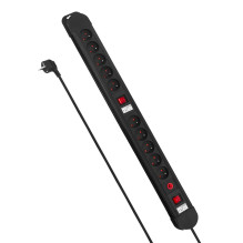 Maclean power strip, 10 outlet extension cord, 2 switches, protection and overload indication, 3680W, MCE10 Maclean power strip, 10 outlet extension cord, 2 switches, protection and overload indication, 3680W, MCE10
