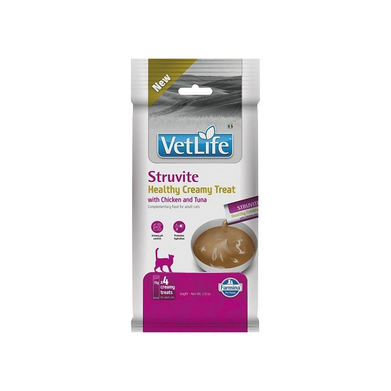 FARMINA Vet Life Cat Struvite Creamy treat with Chicken &amp; Tuna box - cat treat - 4x15g
