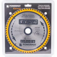 „Powermat“ karbido pjūklo diskas medienai 255x30 60z TDD-255x30x60Z „Powermat“ karbido pjūklo diskas medienai 255x30 60z TDD-255x30x60Z