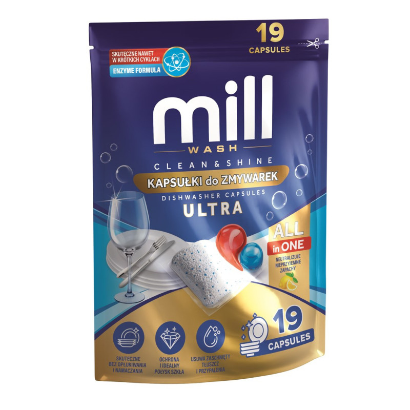 MILL CLEAN&amp;SHINE Ultra Dishwasher Capsules, 19 capsules, 3K.D