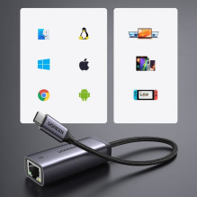 Ugreen Ugreen external USB Type C network adapter - RJ45 1Gbps (1000Mbps) gray (40322 CM483)