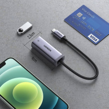 „Ugreen“ išorinis USB C tipo tinklo adapteris - RJ45 1 Gbps (1000 Mbps) pilkas (40322 CM483)
