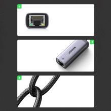 Ugreen Ugreen external USB Type C network adapter - RJ45 1Gbps (1000Mbps) gray (40322 CM483)