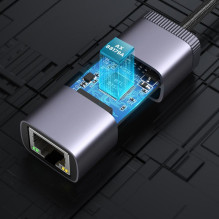 „Ugreen“ išorinis USB C tipo tinklo adapteris - RJ45 1 Gbps (1000 Mbps) pilkas (40322 CM483)