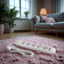 Maclean power strip, 5 socket extension + 3xUSB, 110-240V AC 50 / 60Hz, 2.1A max 2500W, 1.5m, white, MCE395 W Maclean power strip, 5 socket extension + 3xUSB, 110-240V AC 50 / 60Hz, 2.1A max 2500W, 1.5m, white, MCE395 W