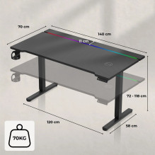 Huzaro Hero 8.7 RGB Electric Gaming Desk - Black