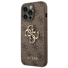 Guess GUHCP14X4GMGBR iPhone 14 Pro Max 6,7 'brązowy / rudas kietas dėklas, 4G didelis metalinis logotipas Guess GUHCP14X4GMGBR iPhone 14 Pro Max 6,7 'brązowy / rudas kietas dėklas, 4G didelis metalinis logotipas