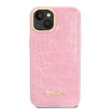 Guess Croco Collection dėklas iPhone 14 - rožinis