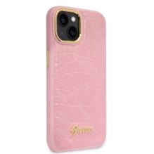 Guess Croco Collection dėklas iPhone 14 - rožinis