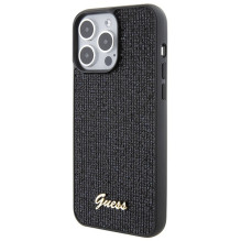 Guess Disco Metal Script dėklas, skirtas iPhone 15 Pro Max - juodas