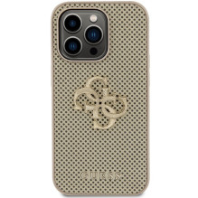 Guess Perforated 4G Glitter dėklas iPhone 15 Pro - auksinis