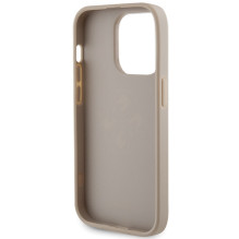 Guess Perforated 4G Glitter dėklas iPhone 15 Pro - auksinis