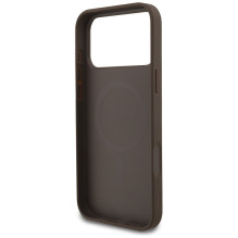 „Guess 4G Strap“ trikampio formos logotipo „MagSafe“ dėklas, skirtas „iPhone 17 Pro Max“ – rudas