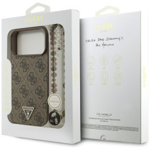 „Guess 4G Strap“ trikampio formos logotipo „MagSafe“ dėklas, skirtas „iPhone 17 Pro Max“ – rudas