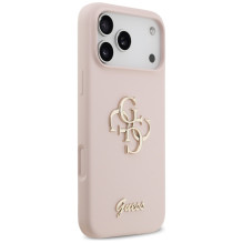 „Guess“ silikoninis „Big 4G Script“ dėklas, skirtas „iPhone 17 Pro Max“ – rožinis