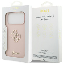 „Guess“ silikoninis „Big 4G Script“ dėklas, skirtas „iPhone 17 Pro Max“ – rožinis