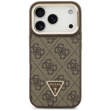 Guess 4G PU Triangle Logo &amp; Stand Camera Magsafe Case for iPhone 17 Pro - Brown