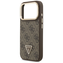 Guess 4G PU Triangle Logo &amp; Stand Camera Magsafe Case for iPhone 17 Pro - Brown
