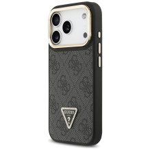 „Guess 4G PU“ trikampio logotipo ir stovo kameros „MagSafe“ dėklas, skirtas „iPhone 17 Pro“ – juodas