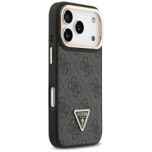 „Guess 4G PU“ trikampio logotipo ir stovo kameros „MagSafe“ dėklas, skirtas „iPhone 17 Pro“ – juodas