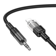 Kabelis AUX Jack 3,5 mm - Lightning Hoco 1,2 m UPA27 juodas
