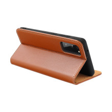 Atverčiamas dėklas, skirtas „Samsung S26 ULTRA Smart Pro Book“, odinis, rudos spalvos.