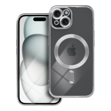 „iPhone 15“ dėklas, suderinamas su „MagSafe“, sidabrinis, „Electro Mag Cover“