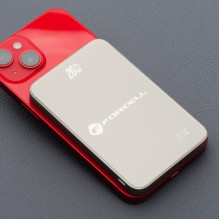 Powerbank compatible with MagSafe Forcell F-Energy SuperSlim F5K8 QC4.0 PD3.0 15W 5000 mAh titanium desert Powerbank compatible with MagSafe Forcell F-Energy SuperSlim F5K8 QC4.0 PD3.0 15W 5000 mAh titanium desert