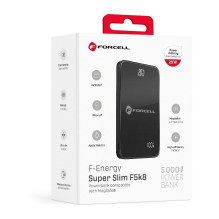 Powerbank compatible with MagSafe Forcell F-Energy SuperSlim F5K8 QC4.0 PD3.0 15W 5000 mAh black Powerbank compatible with MagSafe Forcell F-Energy SuperSlim F5K8 QC4.0 PD3.0 15W 5000 mAh black