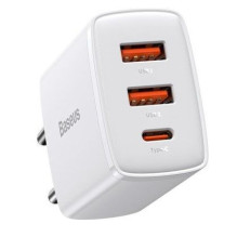 „Baseus Compact“ greitasis įkroviklis, 2x USB / USB C tipo, 30 W, 3 A, „Power Delivery“, greitas įkrovimas, baltas (CCXJ „Baseus Compact“ greitasis įkroviklis, 2x USB / USB C tipo, 30 W, 3 A, „Power Delivery“, greitas įkrovimas, baltas (CCXJ