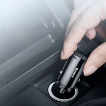 Baseus Baseus apvalus išmanusis automobilinis įkroviklis 2x USB QC3.0 greitas įkrovimas 3.0 SCP AFC 30W juodas (CCALL-YD