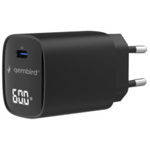 Lādētājs Gembird 60W USB Type-C fast charger with LCD Black