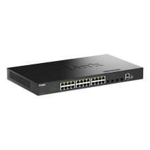 Tinklo Jungiklis - D-Link DGS-1530-28P 24-Port Gigabit PoE, 4-Port 10G SFP+, Juoda Tinklo Jungiklis - D-Link DGS-1530-28P 24-Port Gigabit PoE, 4-Port 10G SFP+, Juoda